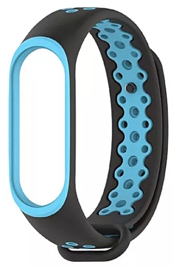 РЕМЕШОК НА MI BAND 3/4 СИЛИКОНОВЫЙ BLACK/BLUE