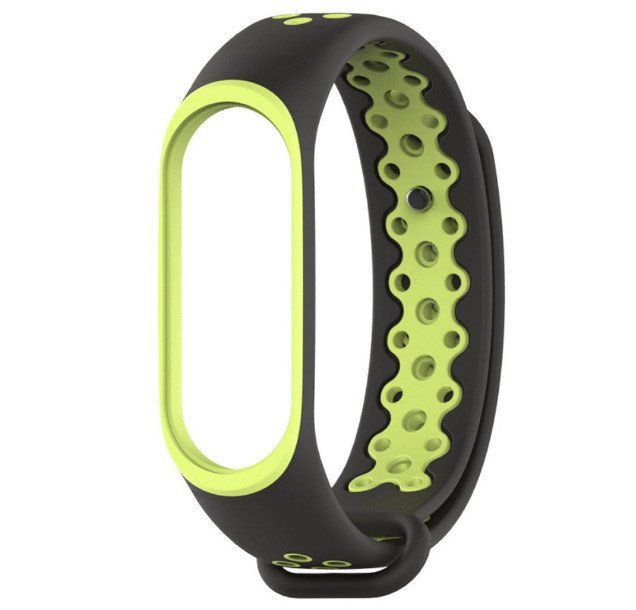 РЕМЕШОК НА MI BAND 3/4 СИЛИКОНОВЫЙ BLACK/GREEN