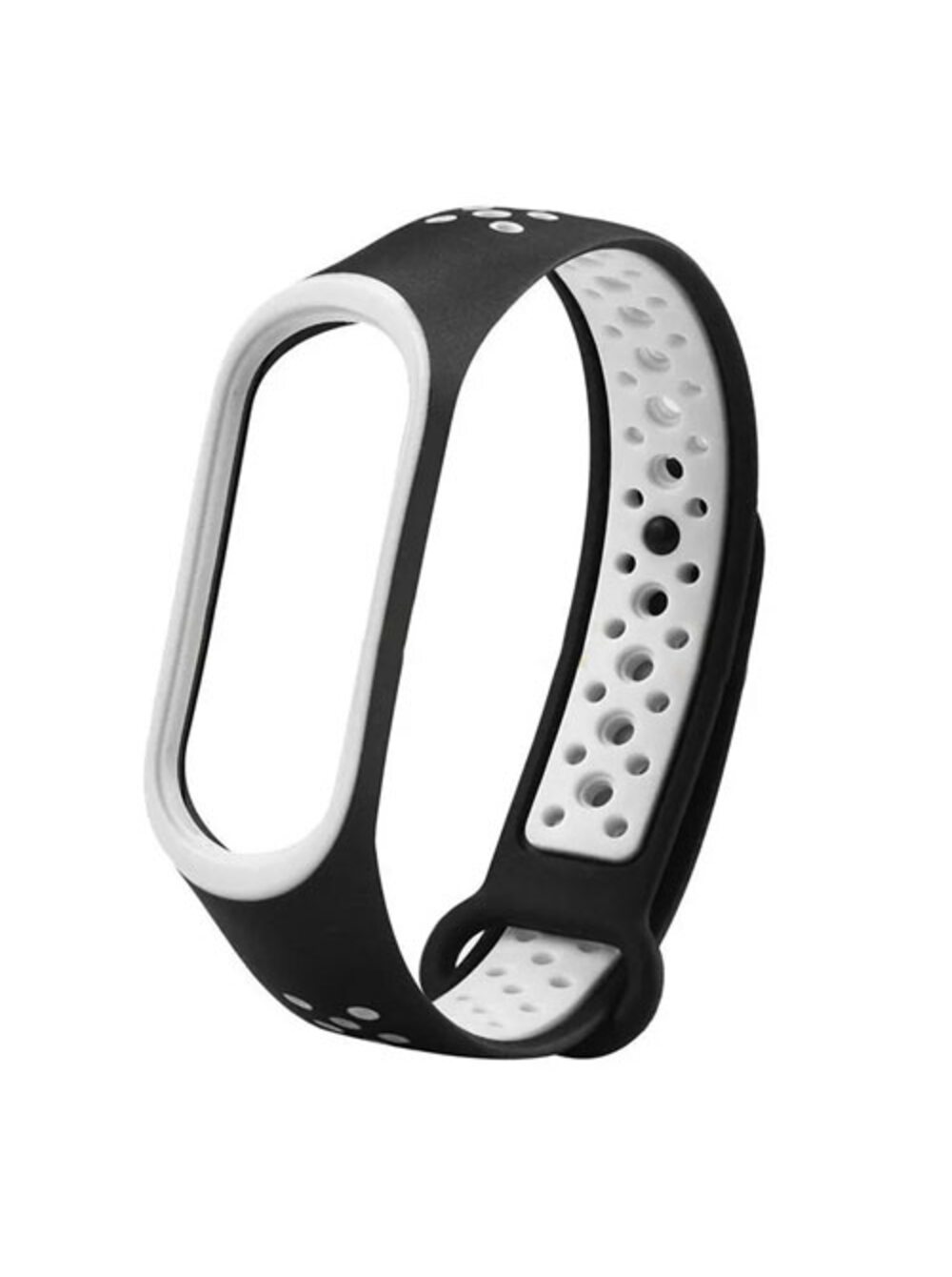 РЕМЕШОК НА MI BAND 3/4 СИЛИКОНОВЫЙ BLACK/WHITE