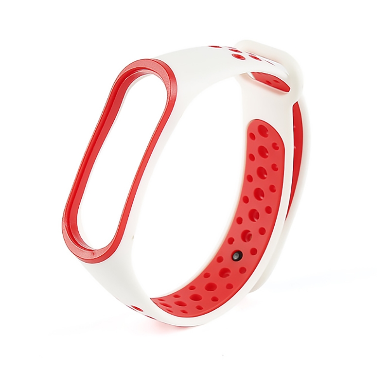 РЕМЕШОК НА MI BAND 3/4 СИЛИКОНОВЫЙ WHITE/RED