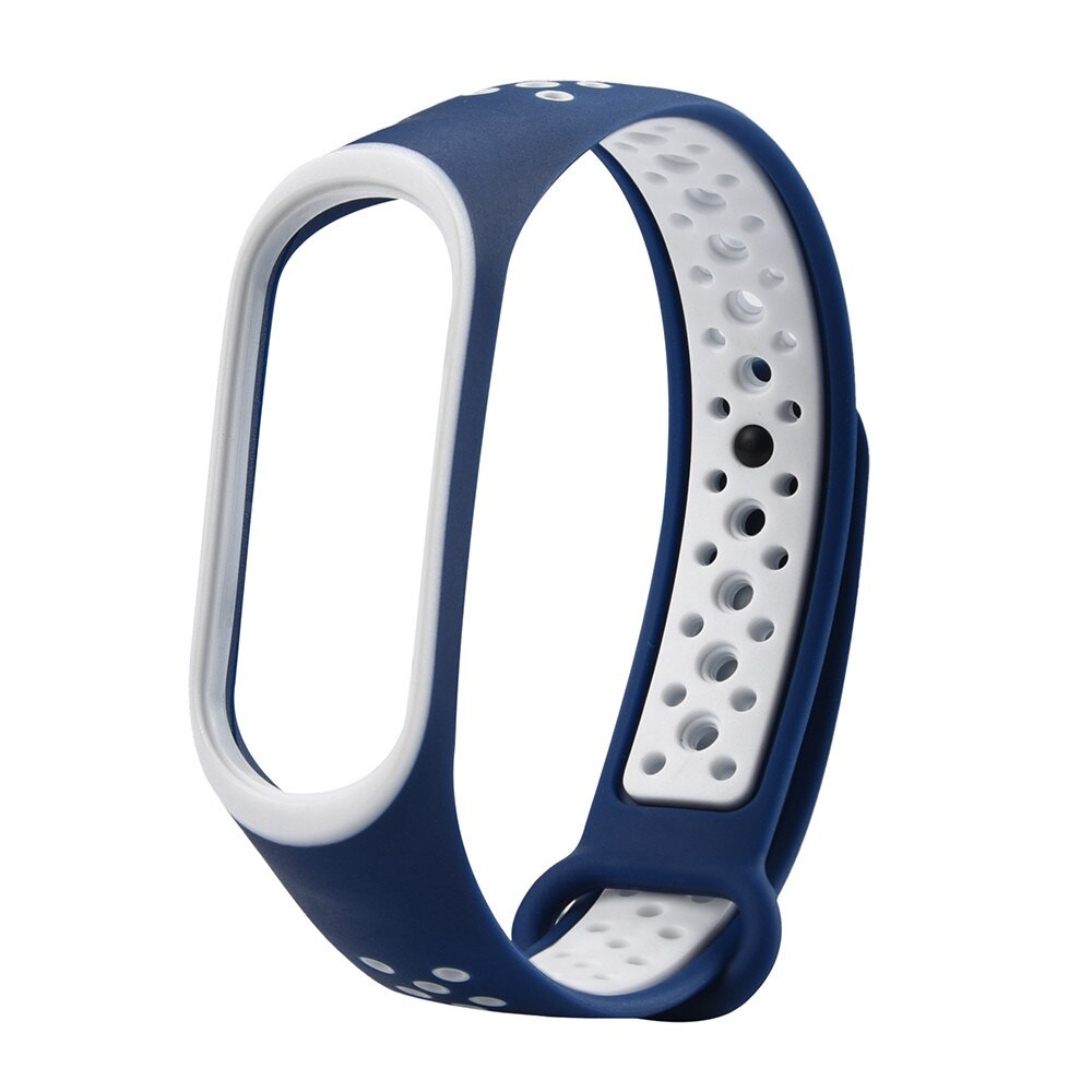 РЕМЕШОК НА MI BAND 3/4 СИЛИКОНОВЫЙ BLUE/WHITE