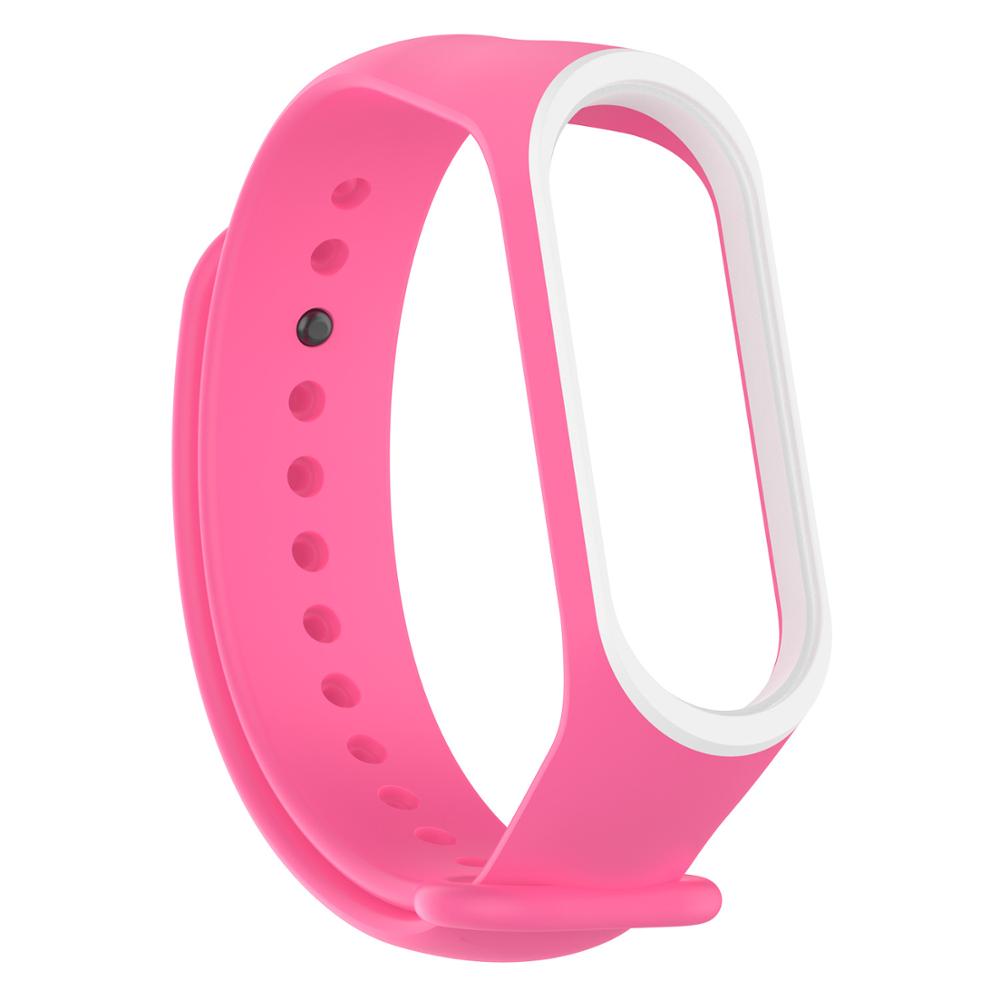 РЕМЕШОК НА MI BAND 3/4 СИЛИКОНОВЫЙ PINK-WHITE