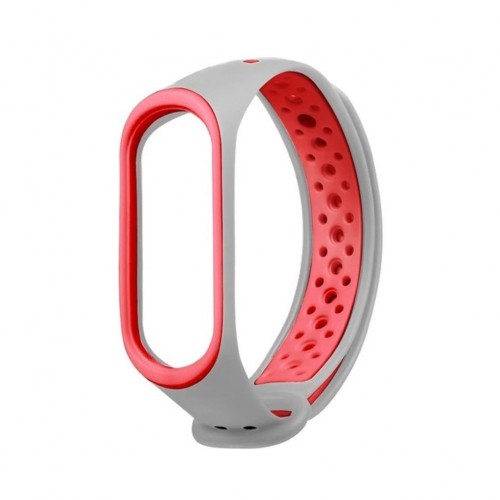 РЕМЕШОК НА MI BAND 3/4 СИЛИКОНОВЫЙ GRAY-RED