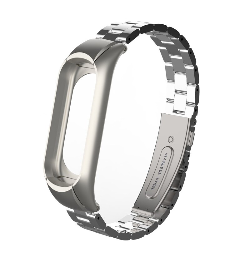 РЕМЕШОК НА MI BAND 3/4 МЕТАЛЛ КРУПНОЕ ПЛЕТЕНИЕ SILVER